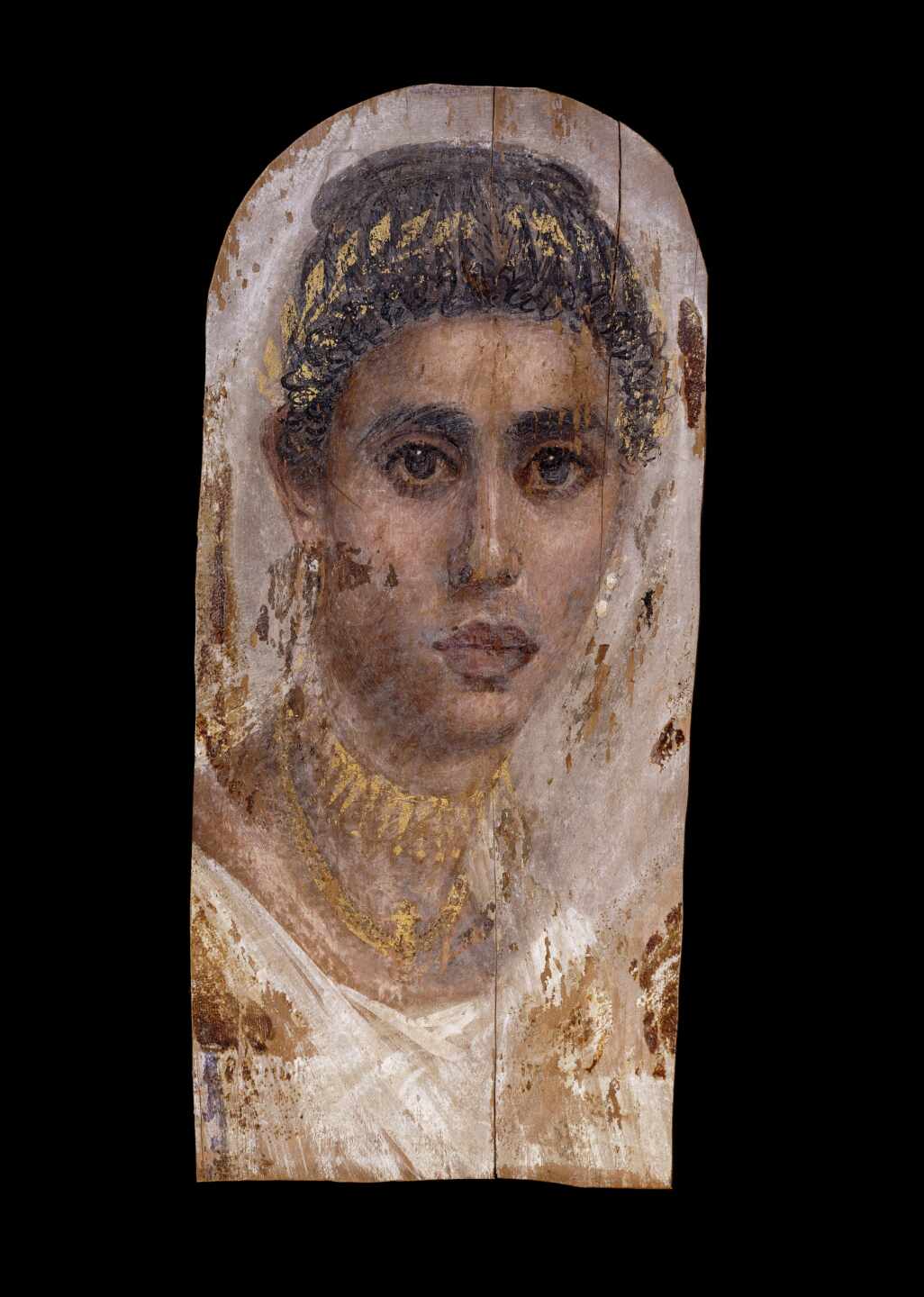 Retrato de una mujer, témpera y encáustica sobre madera de tilo, alrededor de 100-120 d.C., Saqqara, Egipto.