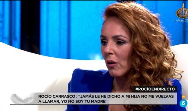 Rocío Carracos, durante su entrevista en el plató de 'Rocío, contar la verdad para seguir viva'.