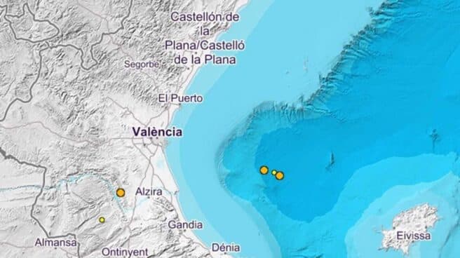 El Golfo de Valencia registra dos terremotos de magnitud 2,6 y 2,5 Terremotos en el golfo de Valencia.