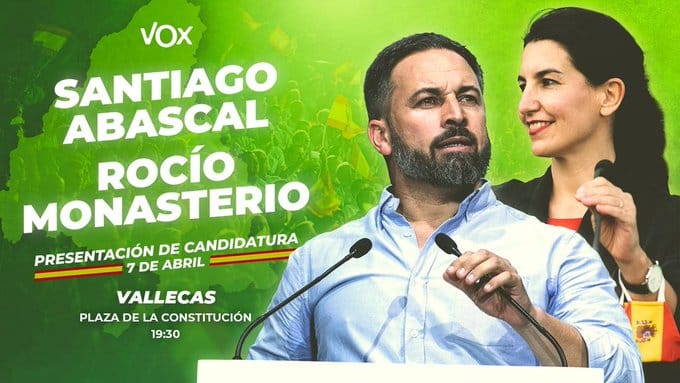 Cartel de presentación del acto de Vox en Vallecas.