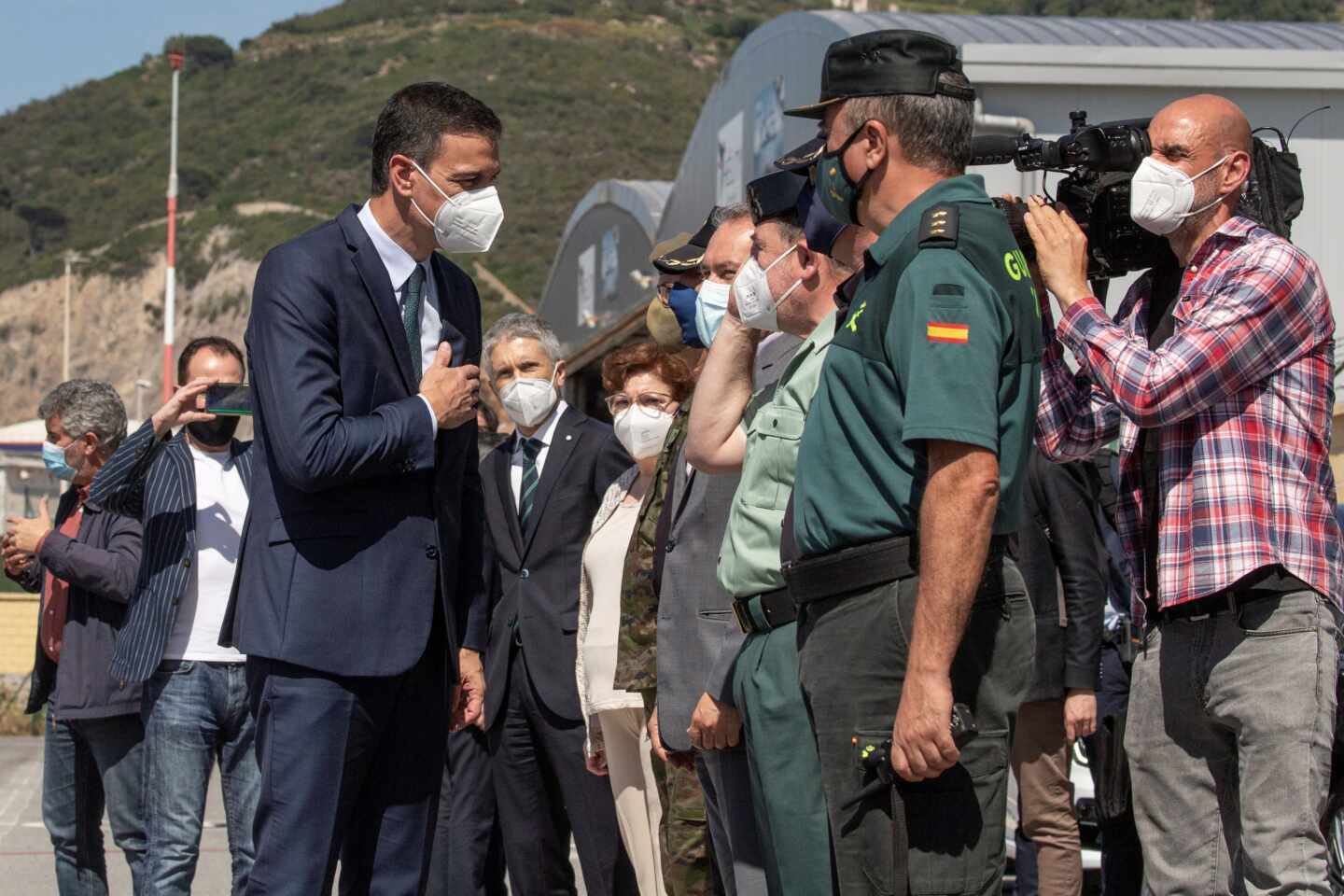 Pedro Sánchez, a su llegada a Ceuta.