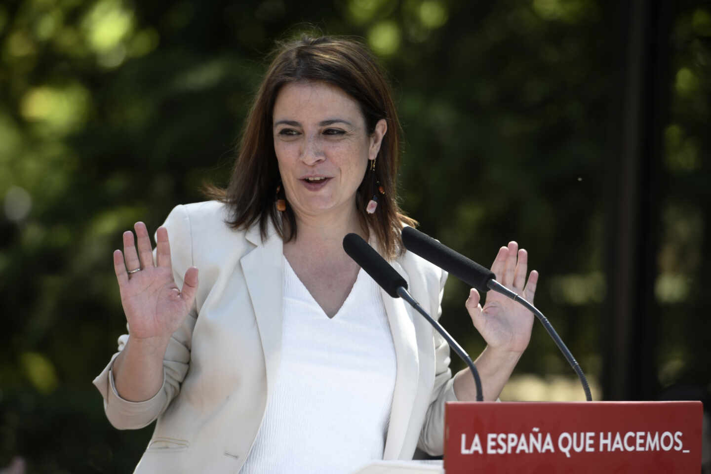 Adriana Lastra, en un acto del PSOE en Leganés.
