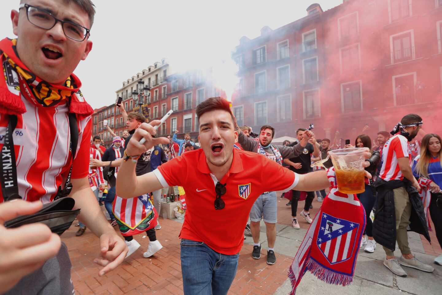 Seguidores del Atlético de Madrid en Valladolid.