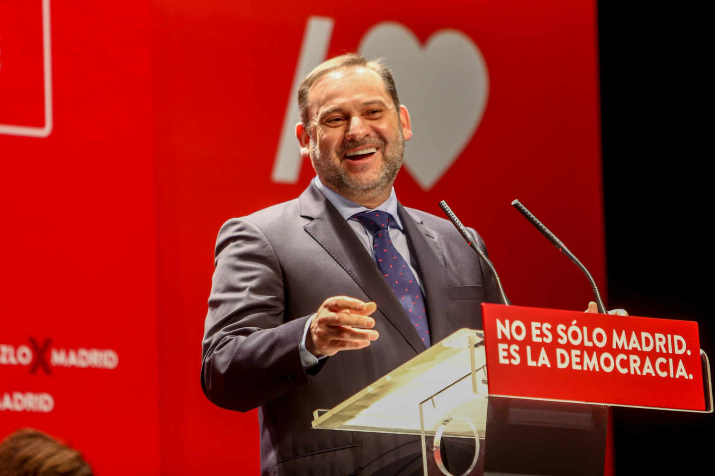José Luis Ábalos, en un mitin del PSOE en Navalcarnero.