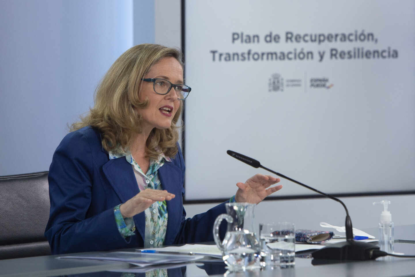 La vicepresidenta segunda y ministra de Asuntos Económicos y Transformación Digital, Nadia Calviño en una rueda de prensa