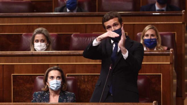 El líder de la oposición, Pablo Casado, en el Congreso.