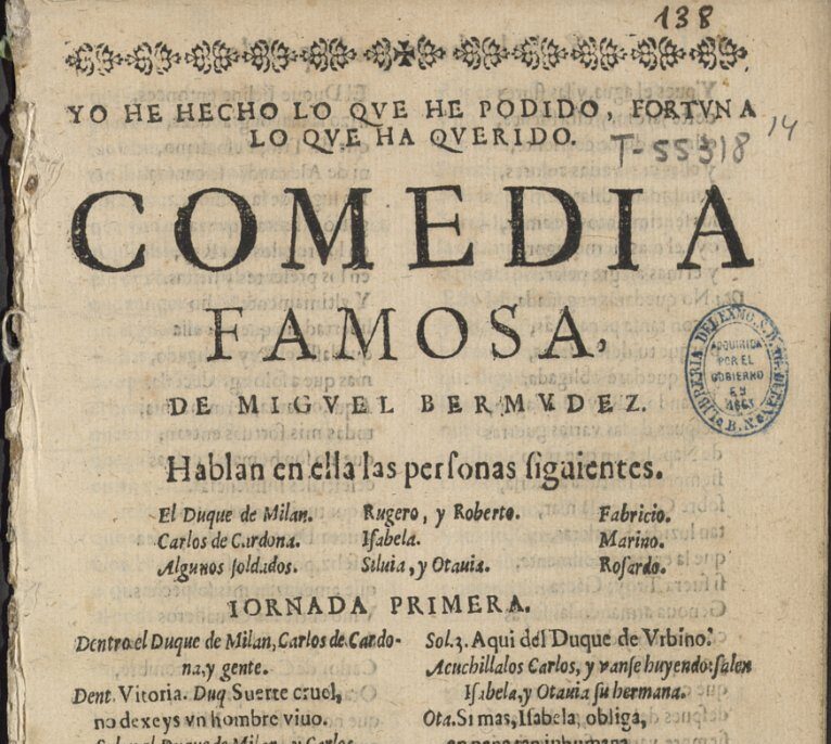 Descubren en la Biblioteca Nacional una comedia desconocida de Lope de Vega