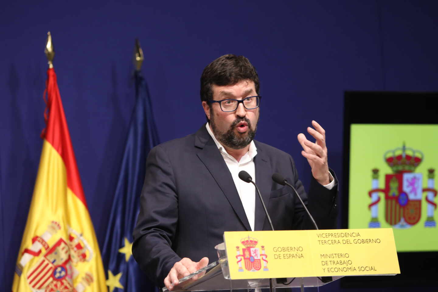 El secretario de Estado de Empleo, Joaquín Pérez Rey comparece en el Ministerio de Trabajo y Economía Social