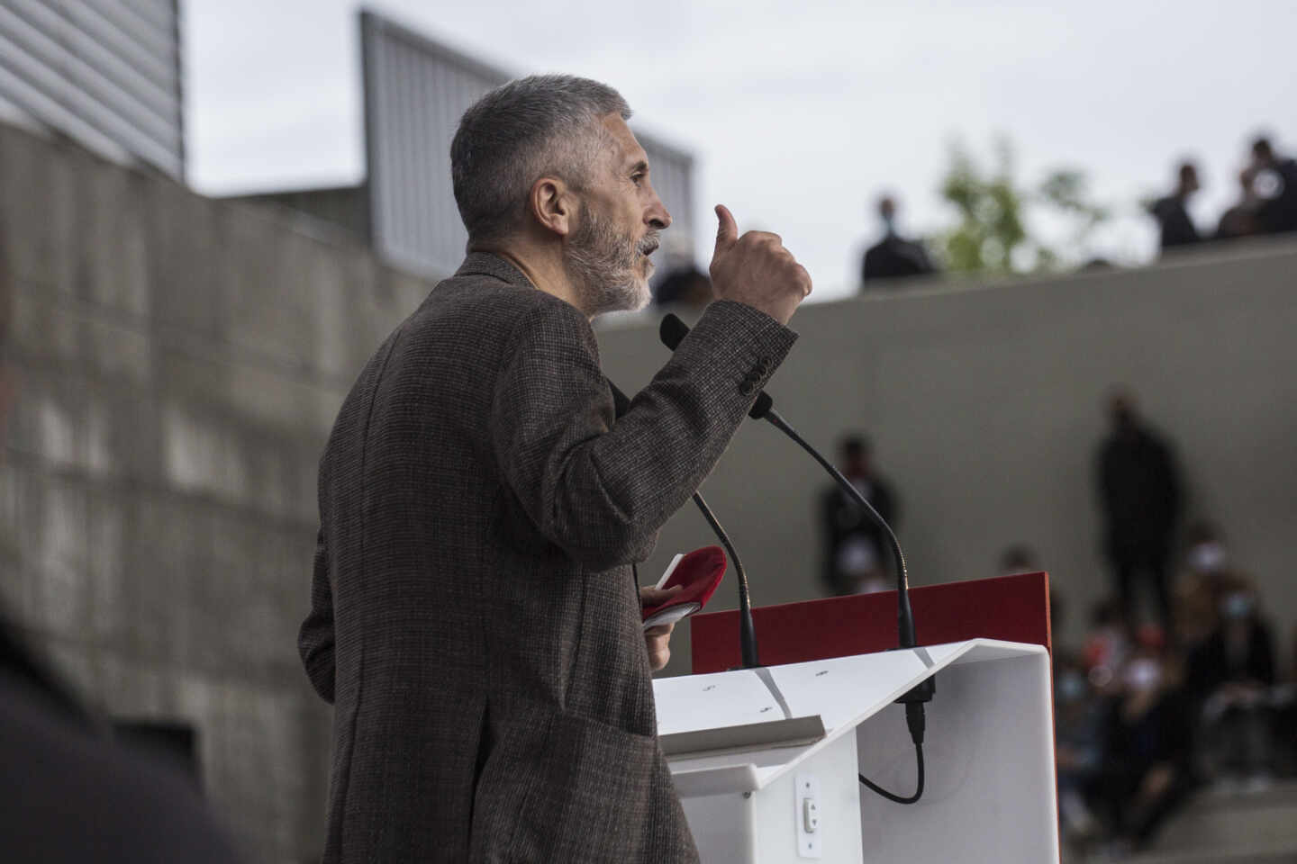 Fernando Grande-Marlaska, en un mitin de las elecciones del 4-M.