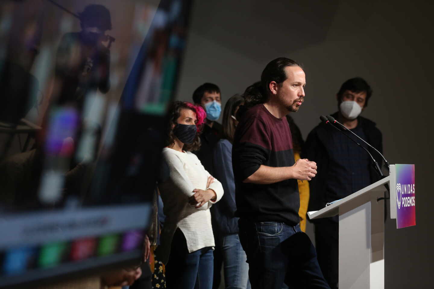 Pablo Iglesias en la noche electoral del pasado martes