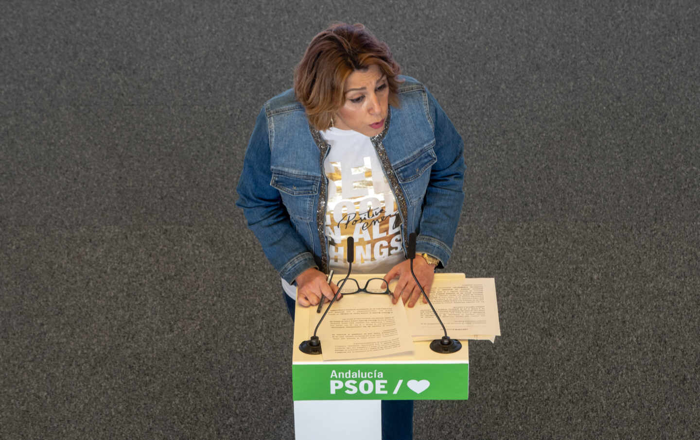 Susana Díaz durante la rueda de prensa en la que anunció su candidatura a las primarias