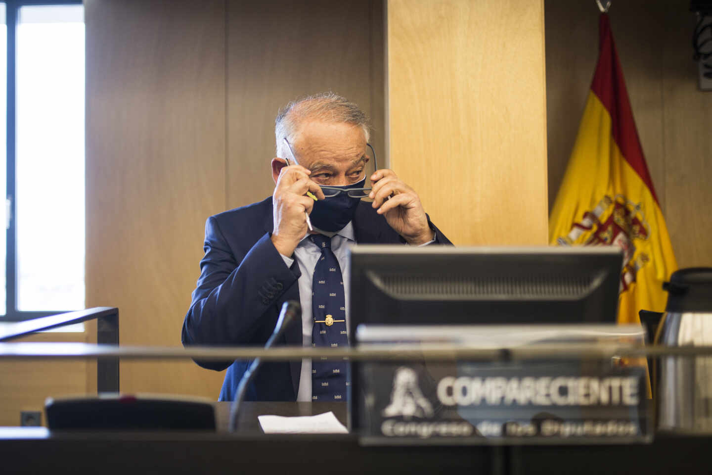 El ex director adjunto operativo (DAO) de la Policía Nacional Eugenio Pino, en su comparecencia en el Congreso.