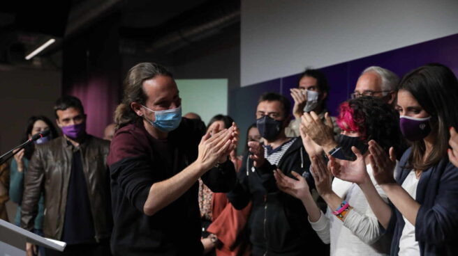Pablo Iglesias, en su despedida de la política el 4-M. Pablo Iglesias, en su despedida de la política el 4-M.