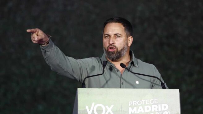 Santiago Abascal en el acto de cierre de campaña de Vox.