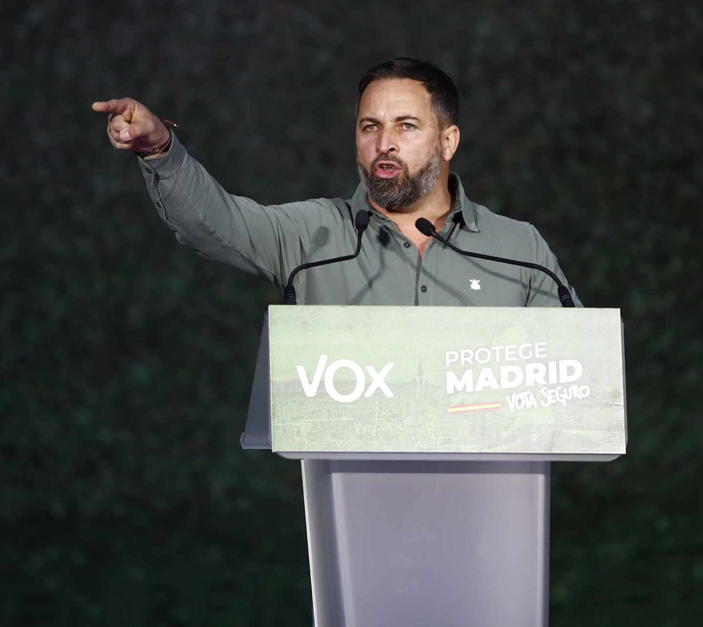 Santiago Abascal en el acto de cierre de campaña de Vox.