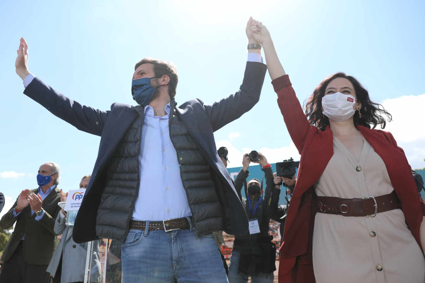 Pablo Casado e Isabel Díaz Ayuso durante un acto de campaña.