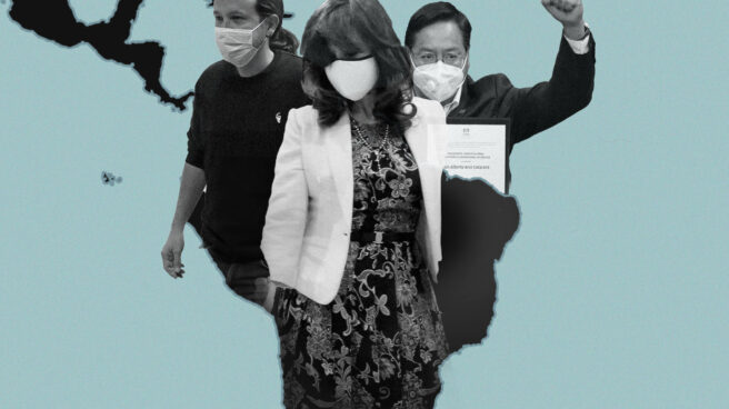 iglesias-Kirchner-Arce Imagen de Pablo Iglesias, Cristina Kirchner y Luis Arce