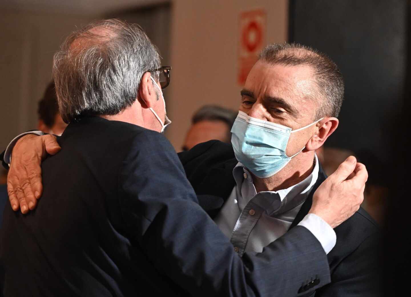 José Manuel Franco y Ángel Gabilondo, en la noche electoral del 4-M.