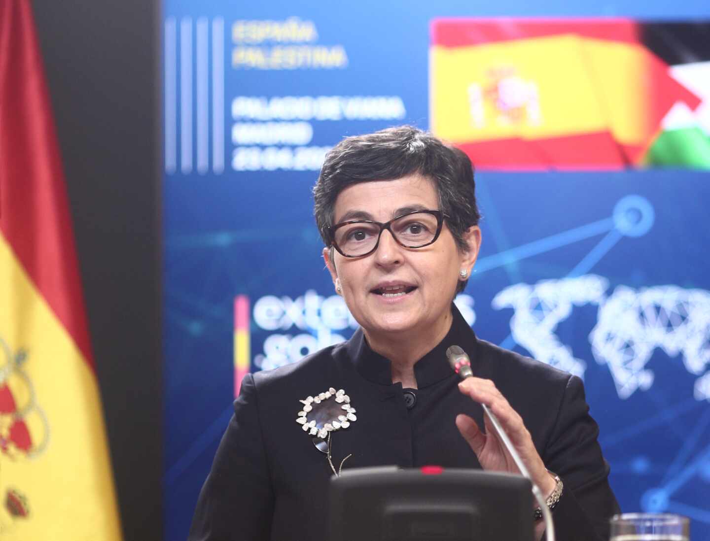 La ministra de Asuntos Exteriores, UE y Cooperación, Arancha González Laya, en una comparecencia informativa.