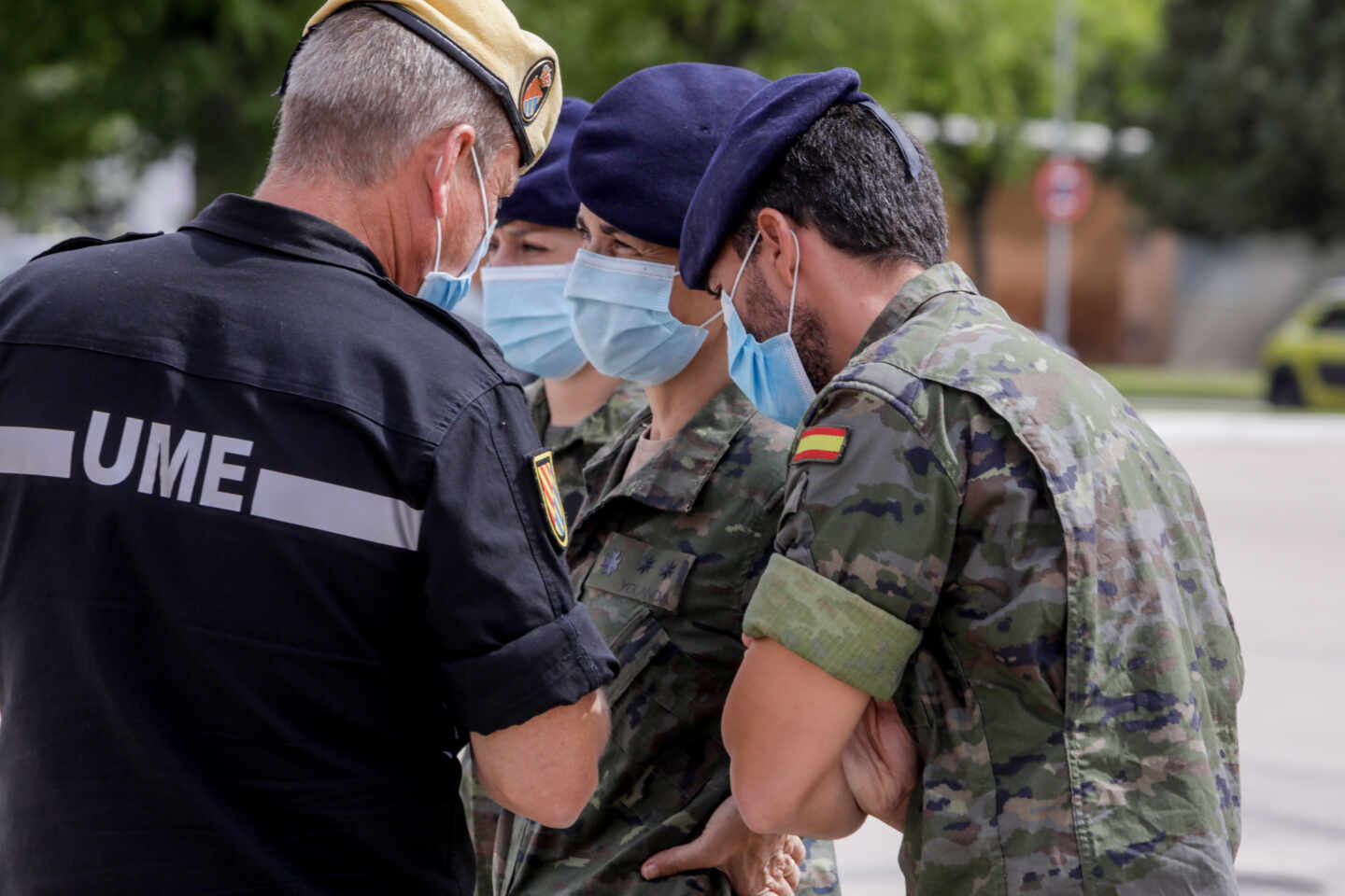 Militares del Ejército de Tierra y de la UME, momentos antes de iniciar labores de rastreo de contactos estrechos de covid-19.