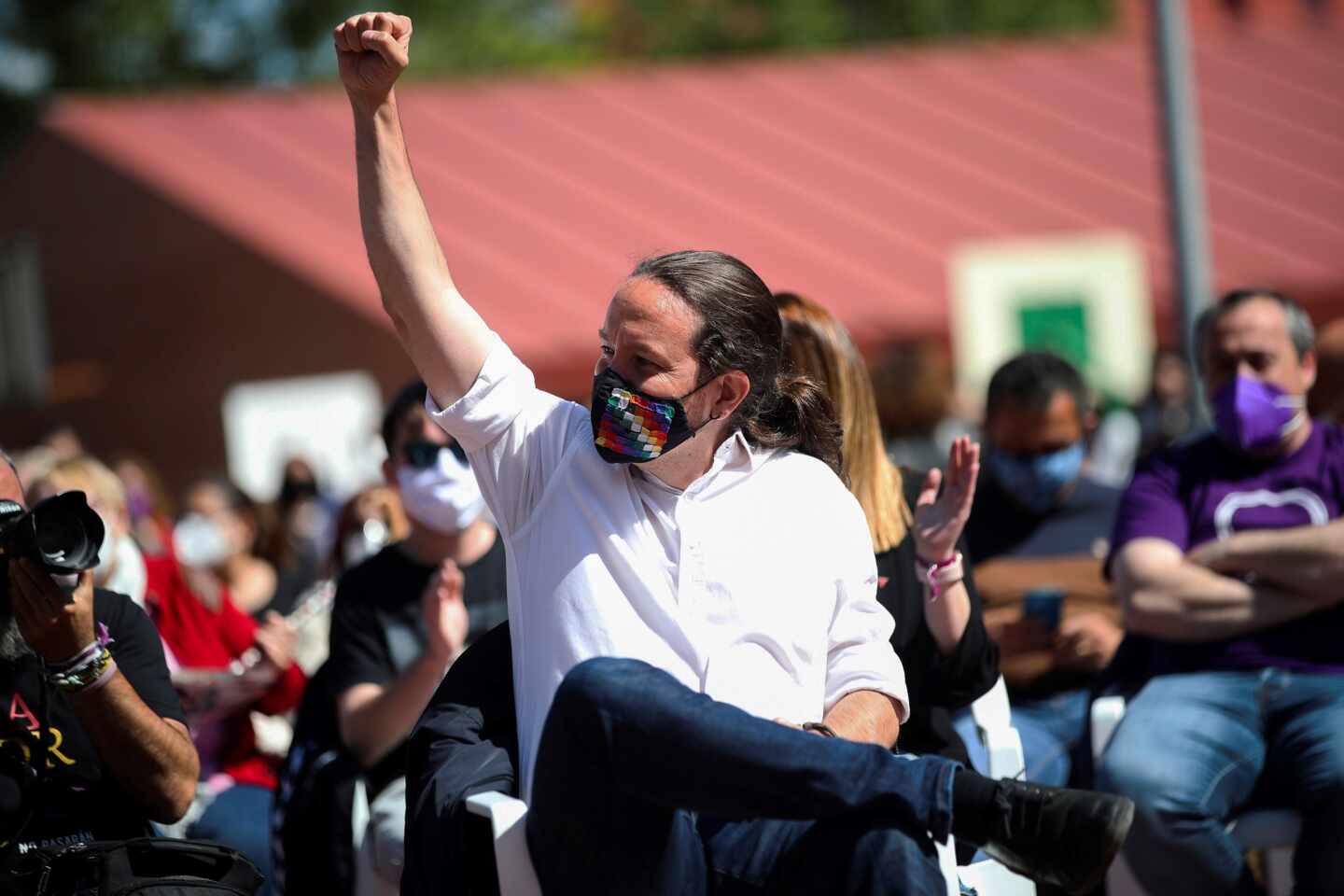 Pablo Iglesias, en un acto durante la campaña de las elecciones madrileñas