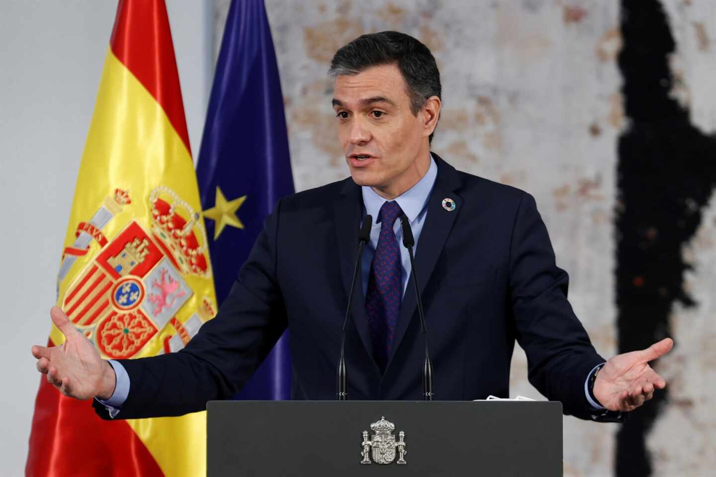 El presidente del Gobierno, Pedro Sánchez, en Moncloa.