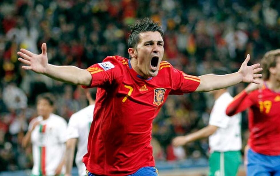 David Villa celebra un gol durante el Mundial de Sudáfrica