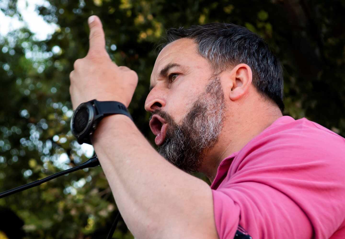 El líder de Vox, Santiago Abascal, durante un acto en Sevilla.