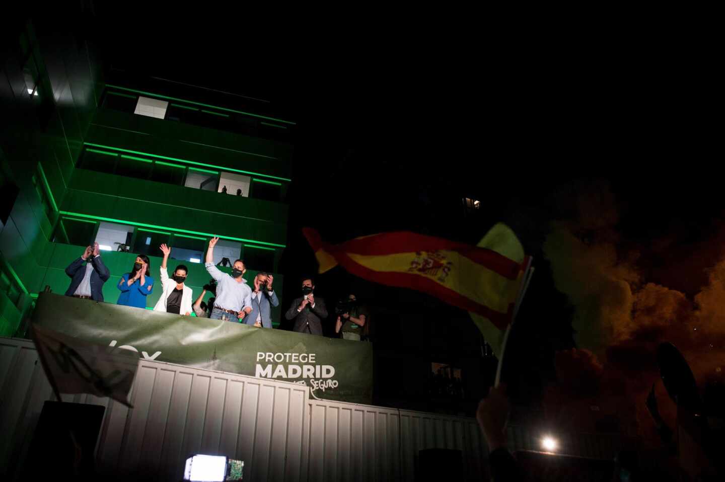 La plana mayor de Vox celebra el resultado electoral del 4-M.