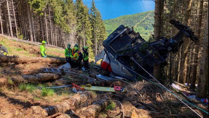 El teleférico accidentado en Italia.