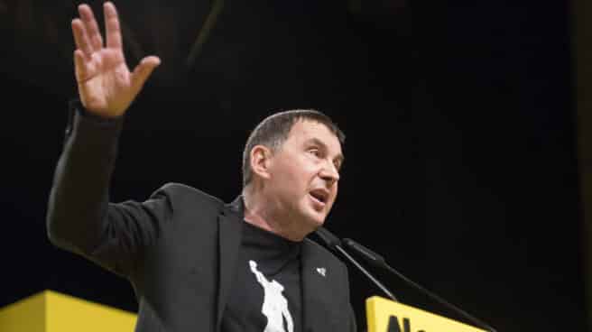 El líder de EH Bildu, Arnaldo Otegi, durante un mitin en Cataluña.