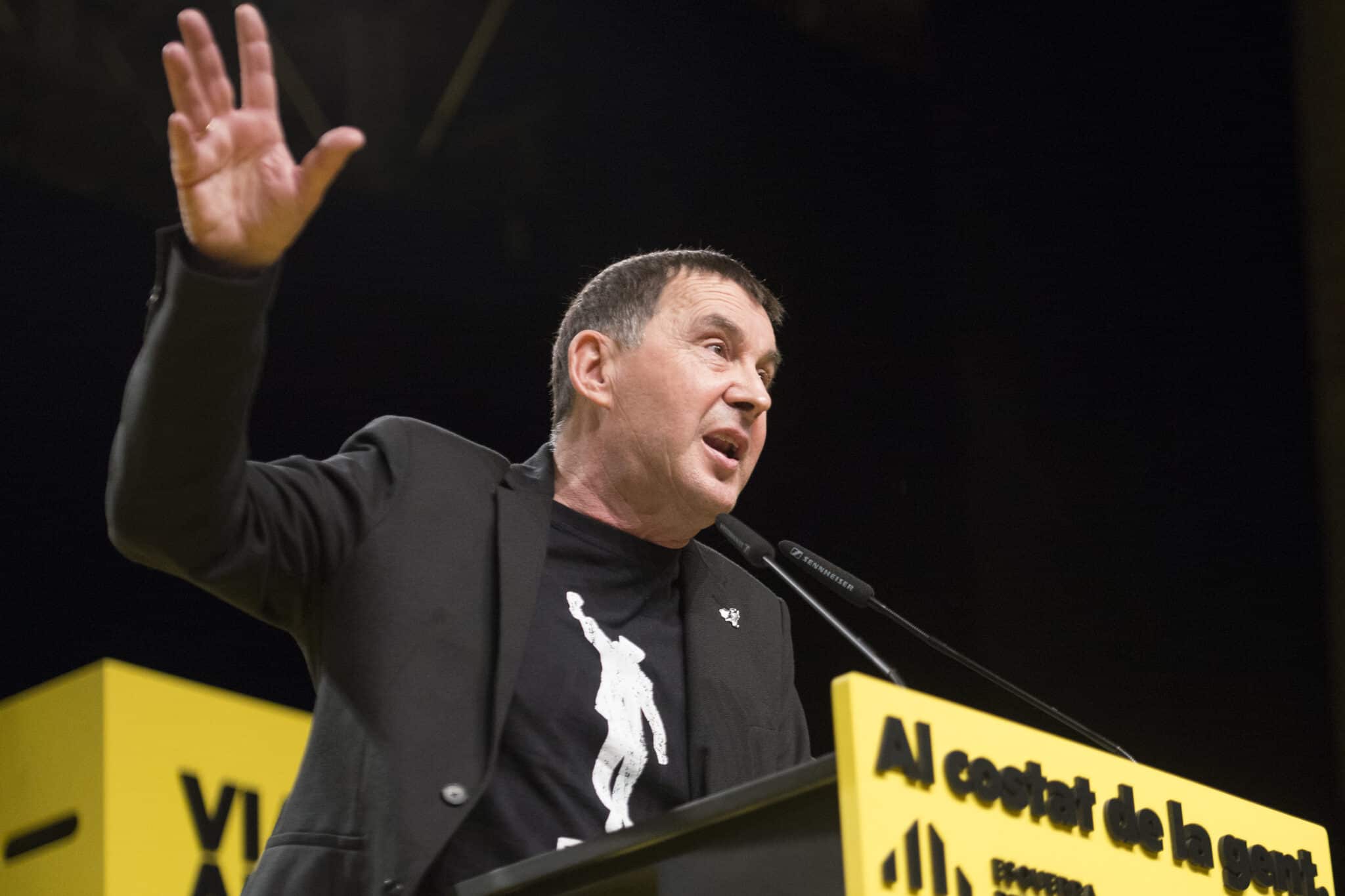 El líder de EH Bildu, Arnaldo Otegi, durante un mitin en Cataluña.