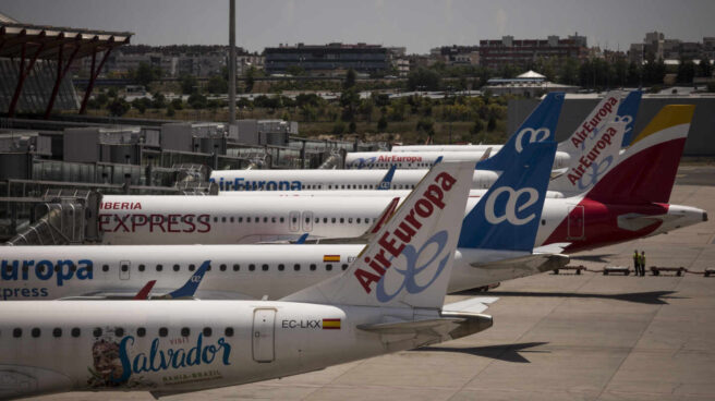 Varios aviones de Air Europa en la terminal T4 del Aeropuerto Adolfo Suárez Madrid-Barajas.