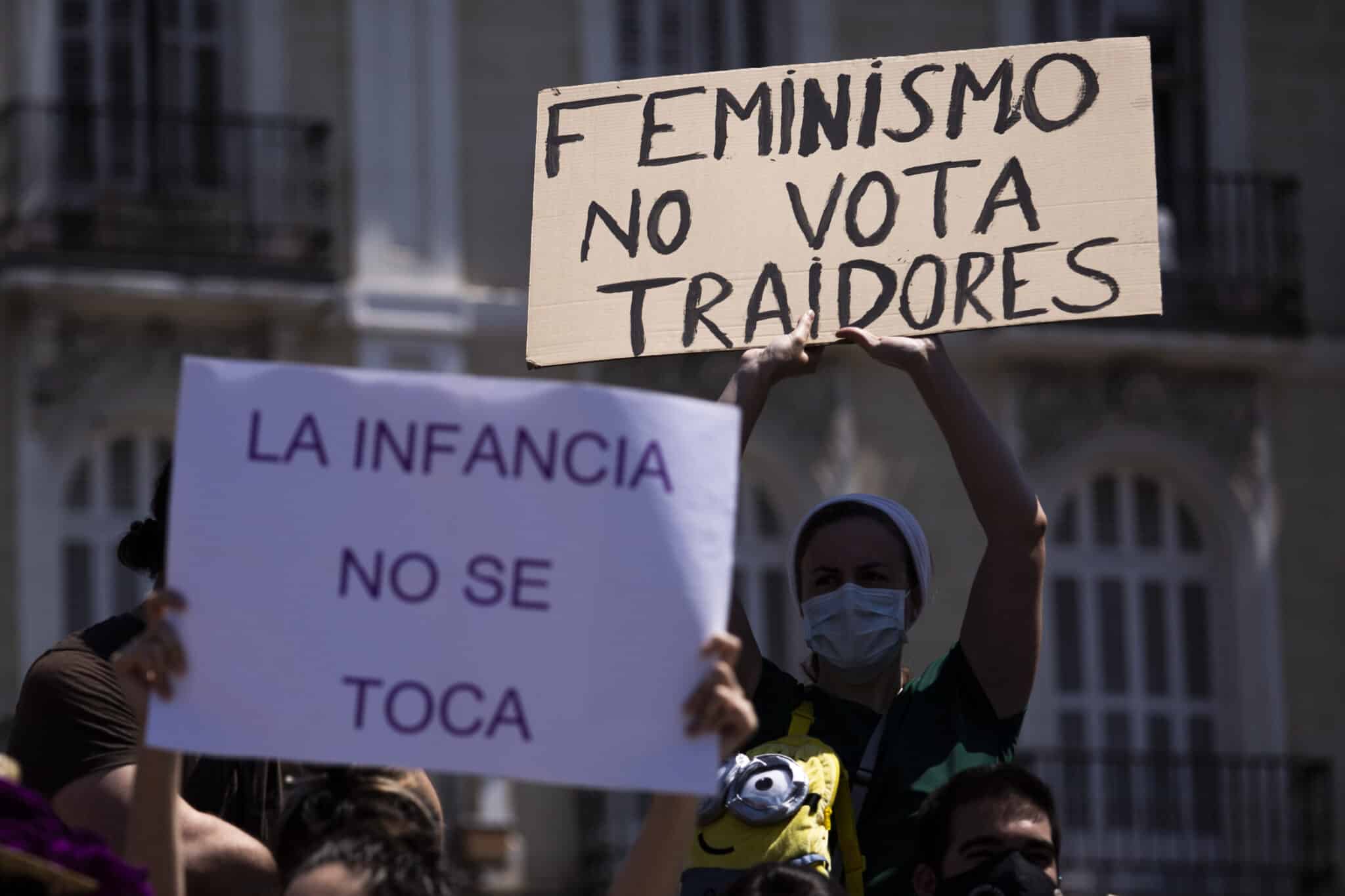 Pancartas en la protesta feminista del pasado sábado en Madrid