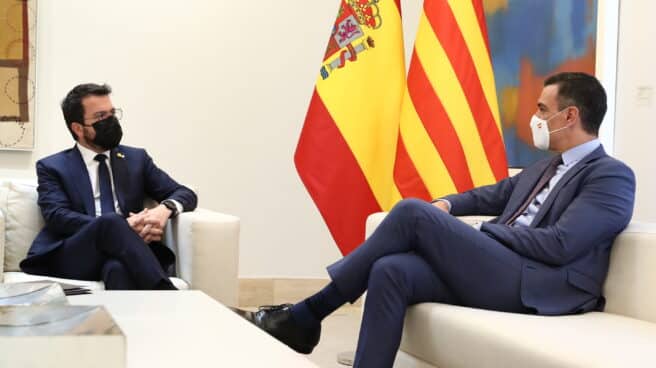 Pedro Sánchez y Pere Aragonès, reunidos en Moncloa.