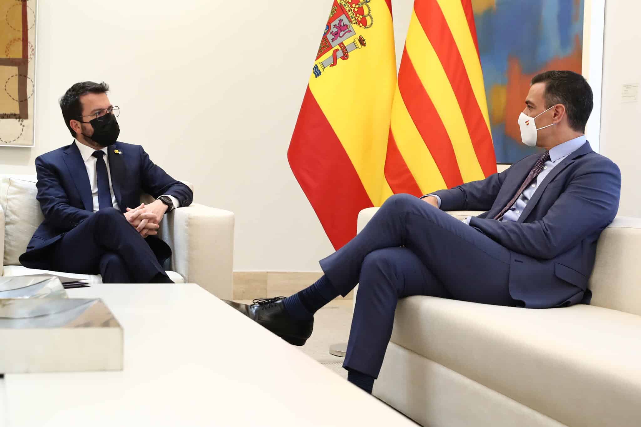 Pedro Sánchez y Pere Aragonès, reunidos en Moncloa.