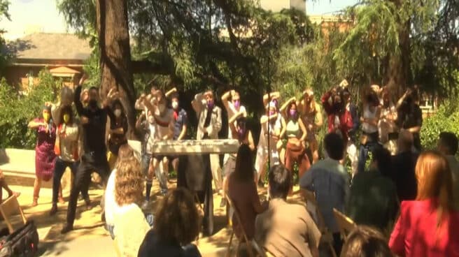 Imagen de la Haka que han bailado en el acto de Orgullo del Ministerio de Igualdad Imagen de la Haka que han bailado en el acto de Orgullo del Ministerio de Igualdad