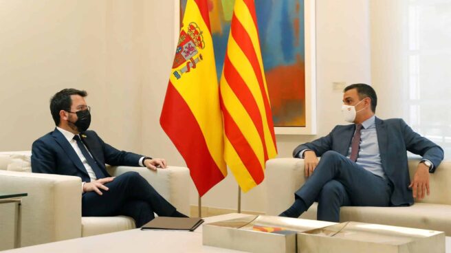 Reunión en Moncloa entre Pedro Sánchez y Pere Aragonès.