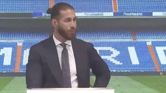 Ramos, durante el acto en Valdebebas Ramos, durante el acto en Valdebebas