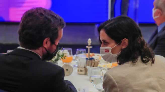 El líder del PP, Pablo Casado; con la presidenta de la Comunidad de Madrid, Isabel Díaz Ayuso El líder del PP, Pablo Casado; con la presidenta de la Comunidad de Madrid, Isabel Díaz Ayuso
