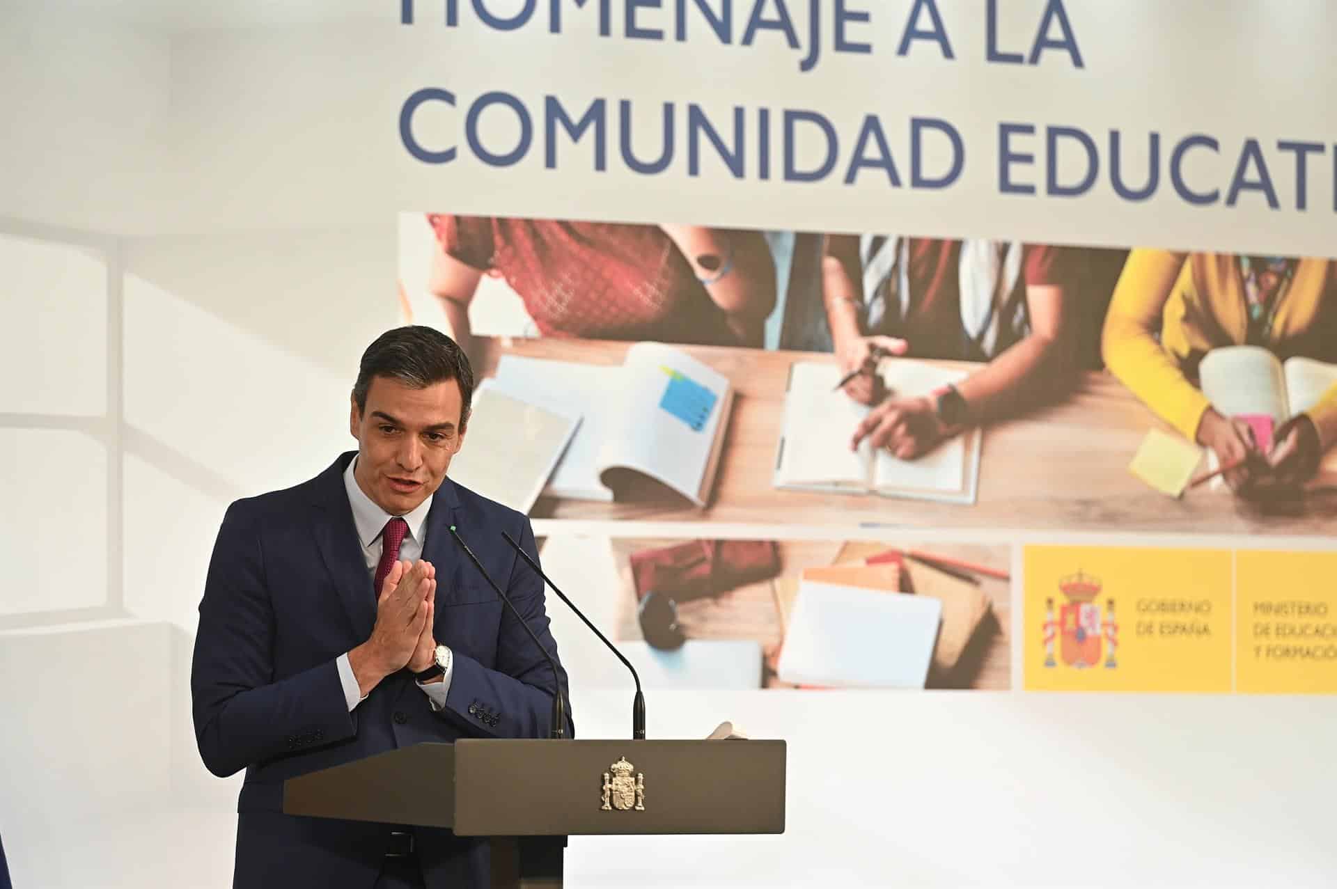 Pedro Sánchez, en un acto en Moncloa.