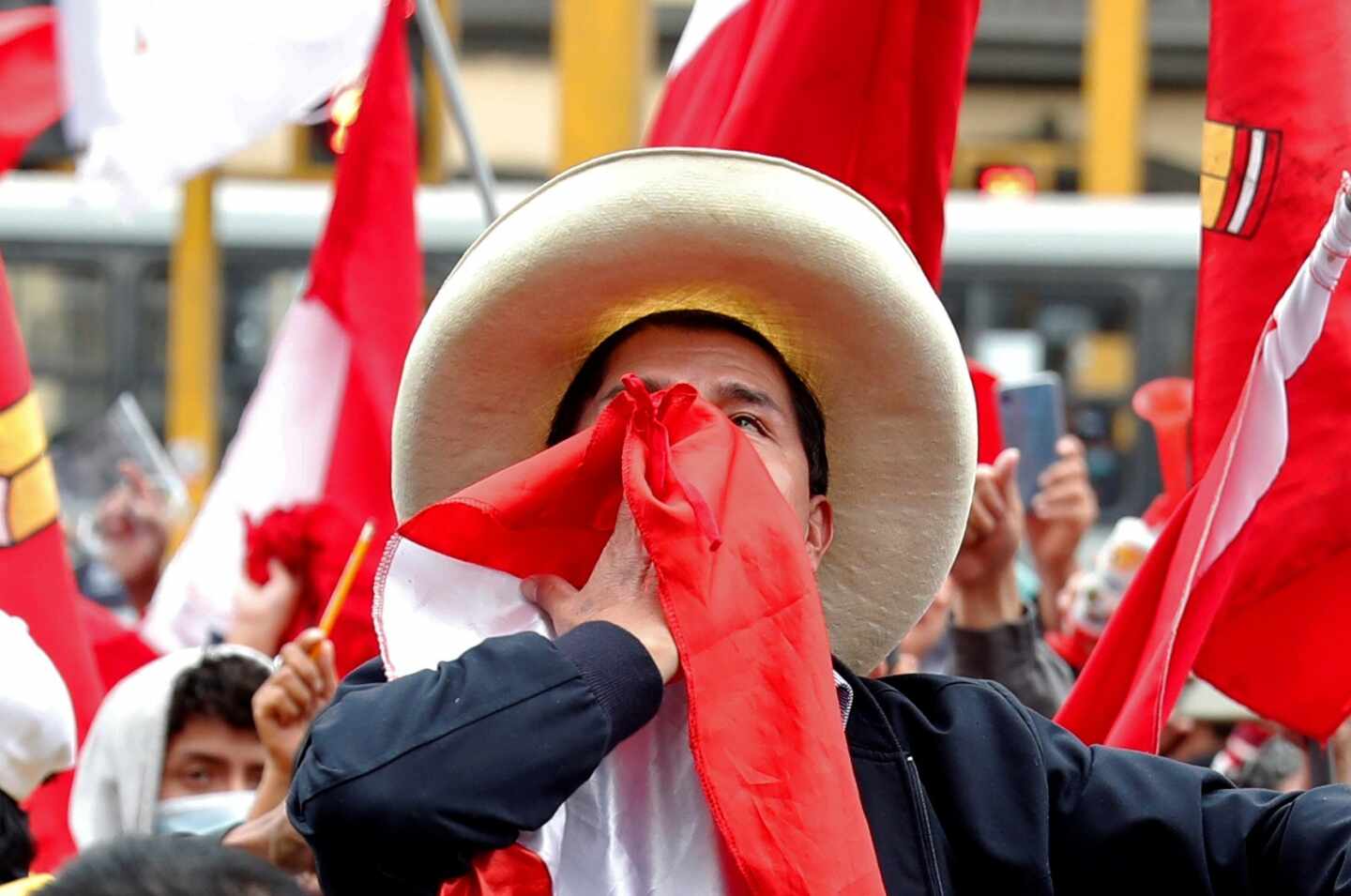 El candidato presidencial peruano Pedro Castillo