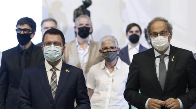 Quim Torra, junto a Pere Aragonés en un acto del Govern. Quim Torra, junto a Pere Aragonés en un acto del Govern.