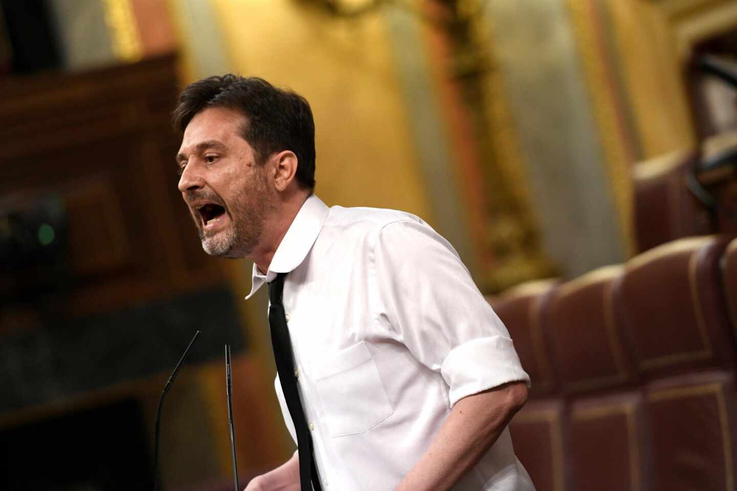 El diputado de Podemos, Rafael Mayoral, en el Congreso de los Diputados.