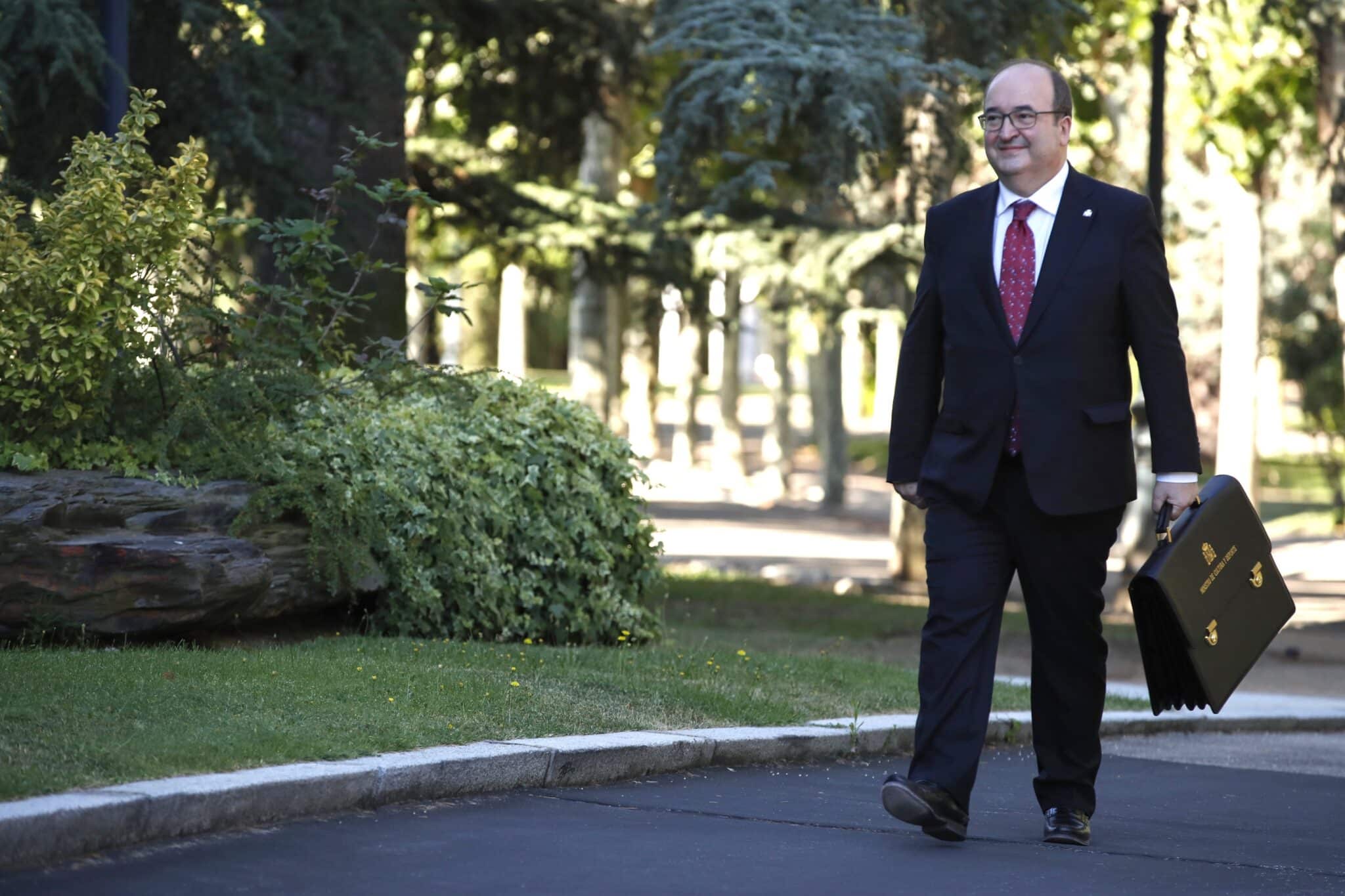 El ministro de Cultura y Deporte, Miquel Iceta, a su llegada al Palacio de la Moncloa.