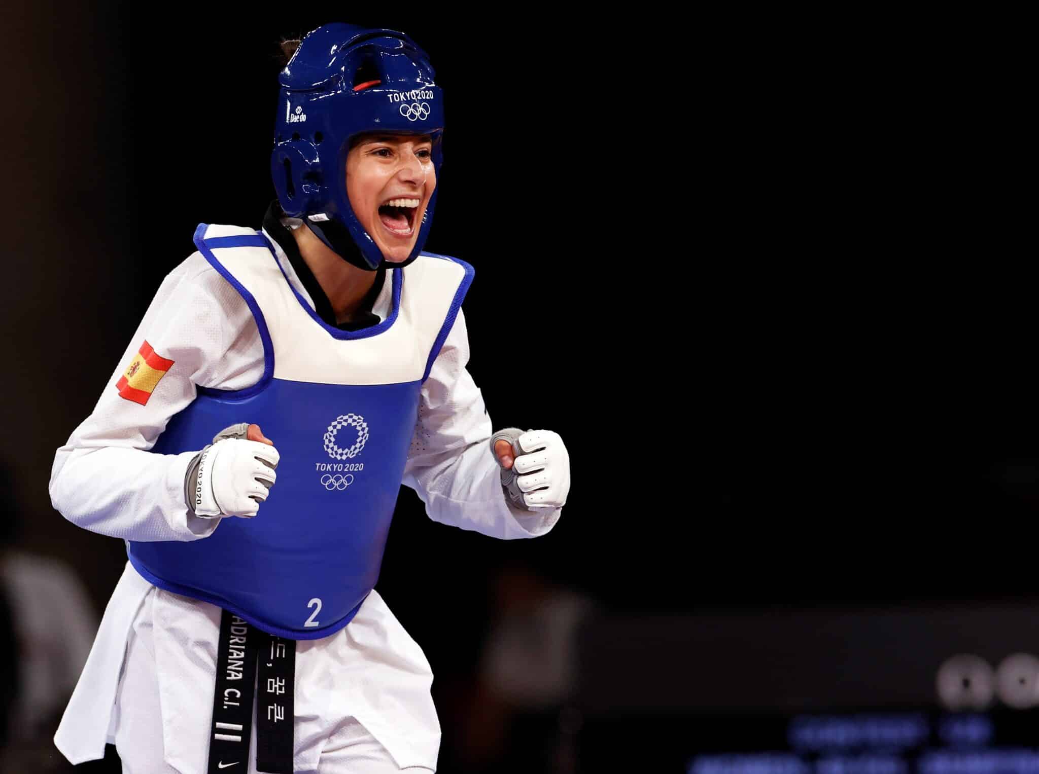 Adriana Cerezo, tras clasificarse para la final de taekwondo.