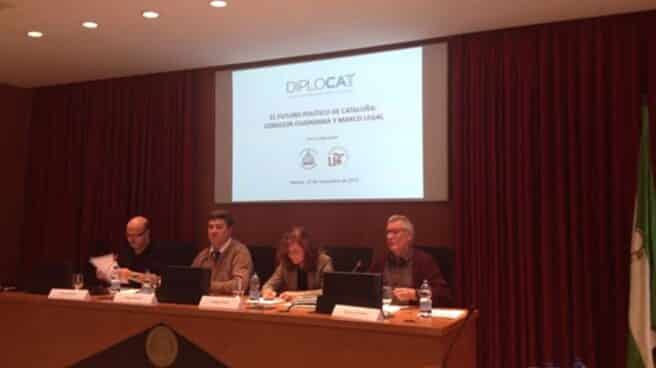 Carmen Calvo, en la jornada organizada por Diplocat en Sevilla.