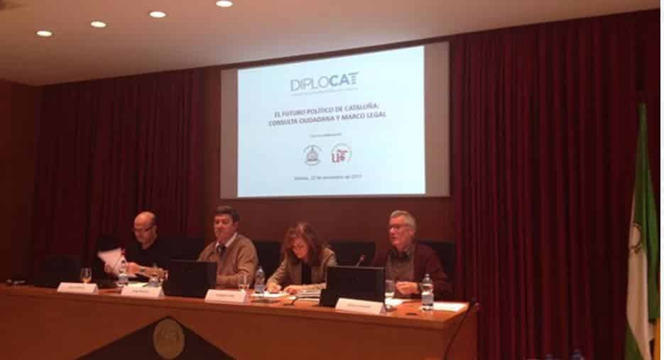 Carmen Calvo, en la jornada organizada por Diplocat en Sevilla.