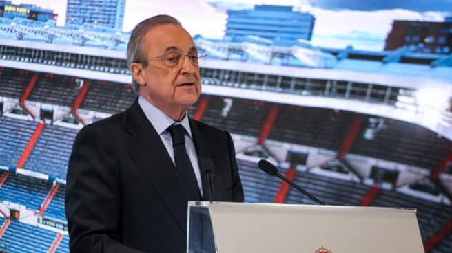 El presidente del Real Madrid, Florentino Pérez, en el Santiago Bernabéu.