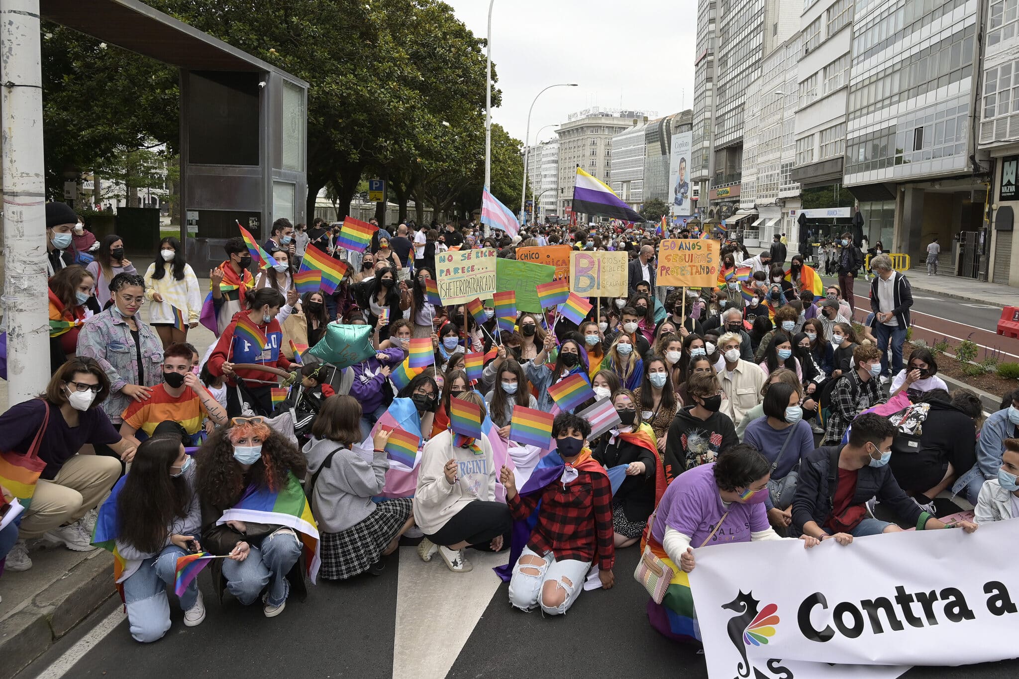 Manifestación convocada por el Día Internacional del Orgullo LGTBI en A Coruña.